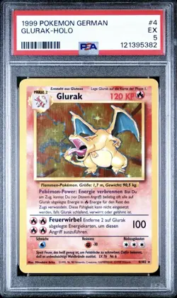 1999 Pokemon GERMAN Unlimited Base Set Glurak-Charizard Holo 4/102 PSA 5 EX - Image 1