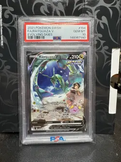 2021 Pokemon Sword and Shield Rayquaza V Full Art Evolving Skies PSA 10 - Image 1