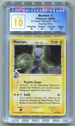 2006 POKEMON EX HOLON PHANTOMS #24 MEWTWO-REVERSE FOIL STAMPED CGC PRISTINE 10 - Image 1