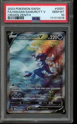 PSA 10 GEM MINT Pokemon Hisuian Samurott V Crown Zenith Full Art GG51/GG70 - Image 1