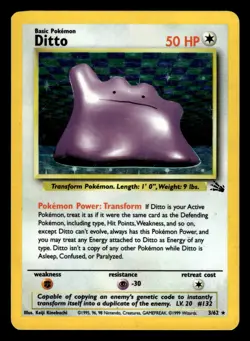 Ditto 3/62 Holo Rare Fossil Set Pokemon Card - Image 1