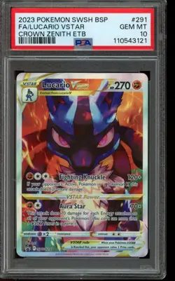 PSA 10 GEM MINT Pokemon Lucario VSTAR Crown Zenith Full Art SWSH291 - Image 1