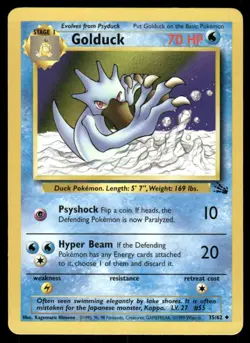 Pokemon Cards Golduck 35/62 Unlimited Fossil WOTC Uncommon NM - Image 1