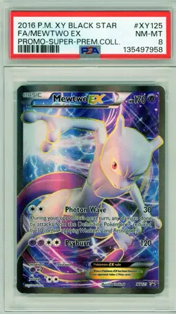 2016 Pokemon XY Black Star Promo Mewtwo EX Full Art #XY125 PSA 8 NM - Image 1