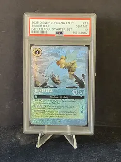Tinker Bell Giant Fairy Glimmer Foil Promo Fabled Starter Disney Lorcana PSA 10 - Image 1