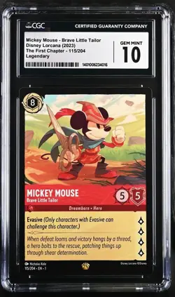 Disney Lorcana Mickey Mouse Brave Little Tailor Legendary - CGC 10 Gem Mint - Image 1