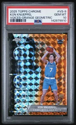 2025 Topps Chrome Kon Knueppel VOICES ORANGE GEOMETRIC /25 PSA 10 POP 1 - Image 1