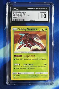 CGC 10 Gem Mint Shining Genesect 9/73 2017 Pokemon Sun And Moon Shining Legends - Image 1