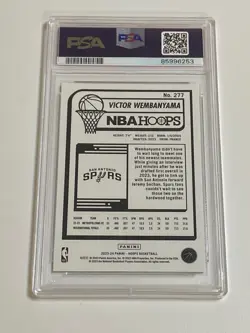 2023-24 Panini NBA Hoops #277 Victor Wembanyama Rookie RC PSA 10 Gem Mint - Image 2