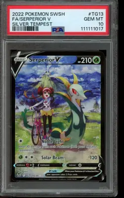 PSA 10 GEM MINT Pokemon Serperior V SWSH Silver Tempest Full Art TG13/TG30 - Image 1