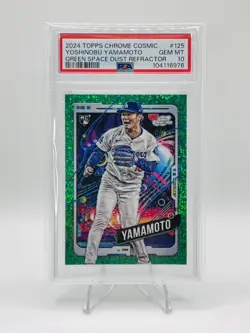 2024 Tops Chrome Cosmic Yoshinobu Yamamoto Green Space Dust Refractor /75 PSA 10 - Image 1