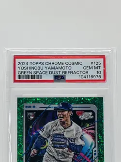 2024 Tops Chrome Cosmic Yoshinobu Yamamoto Green Space Dust Refractor /75 PSA 10 - Image 3