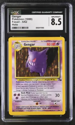 CGC 8.5 Gengar 1999 Fossil 5/62 Holo Pokemon Card psa - Image 1