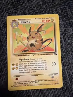 Pokemon TCG Fossil Raichu Non-Holo Card 29/62 - Image 1