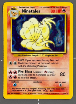 1999 Pokemon Base Set Ninetales 12/102 Rare Holo WOTC. LP - Image 1