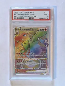 Pokemon Charizard VSTAR Secret Rare 174/172 Brilliant Stars PSA 9 Holo - Image 1