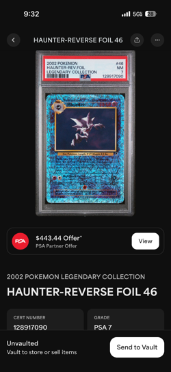 2002 POKEMON LEGENDARY COLLECTION #46 HAUNTER-REVERSE FOIL PSA 7 - Image 3