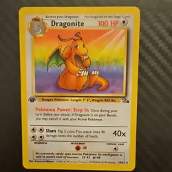 Pokemon Dragonite Fossil Rare 1st Edition 19/62 100 HP Stage 2 Regular English - Image 1