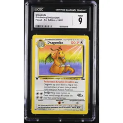 CGC 9 MINT Dragonite 1st Edition 19/62 Pokemon 2000 Dutch Fossil Rare (PSA/BGS) - Image 1