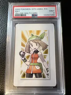 2006 POKEMON PLAYING CARD MAY YELLOW MULTI CARD 10TH ANNIVERSARY PSA 9 LOW POP - Image 1