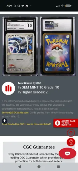 POP 10) CGC 10 GEM MINT Pokemon Dialga M 016/022 Movie Comm. Pack Promo Japanese - Image 4