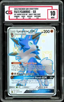 2019 Pokemon Sun & Moon SV67 Hidden Fates FA Lycanroc GX Shiny Holo ~ CG 10 - Image 1
