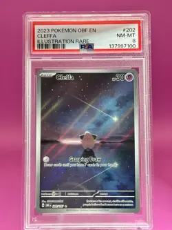 2023 POKEMON OBF EN-OBSIDIAN FLAMES ILLUSTRATION RARE #202 CLEFFA PSA 8 - Image 2