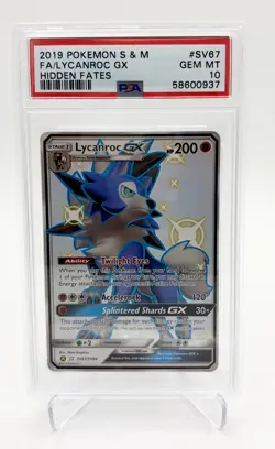 NEW 2019 Pokemon Card Sun & Moon Hidden Fates Full Art Lycanroc GX SV67 - PSA 10 - Image 1