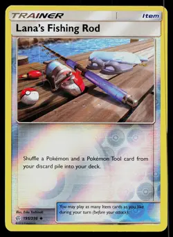 Pokemon Card Cosmic Eclipse Lana's Fishing Rod 195/236 Uncommon Reverse Holo - Image 1