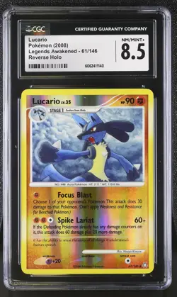 CGC 8.5 Lucario 2008 Legends Awakened 61/146 Reverse Holo Pokemon Card psa - Image 1