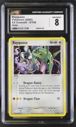 CGC 8 Rayquaza 2005 EX Emerald 9/106 Holo Pokemon Card psa - Image 1