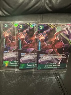 One Piece CCG 3x Dracule Mihawk ST12-003 SR Sealed English Edition - Image 1