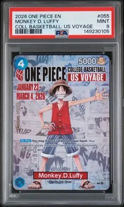 2026 ONE PIECE PROMOS COLLEGE BASKETBALL: US VOYAGE #055 MONKEY D. LUFFY PSA 9 - Image 1