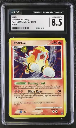 CGC 8.5 Entei 2007 Secret Wonders 4/132 Holo Pokemon Card psa - Image 1