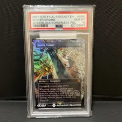 PSA 10 GEM MINT Buster Sword 0351 Woodblock Borderless Foil Final Fantasy MTG - Image 1
