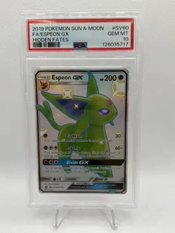 ESPEON GX 2019 POKEMON SUN & MOON HIDDEN FATES #SV60 FULL ART PSA 10 - Image 1