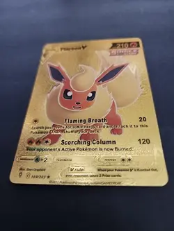 Pokemon Flareon V 169/203 Single Strike Evolving Skies Gold Foil FanArt Card - Image 1
