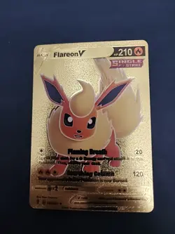 Pokemon Flareon V 169/203 Single Strike Evolving Skies Gold Foil FanArt Card - Image 2