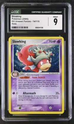 CGC 9 MINT Slowking 2005 EX Unseen Forces 14/115 Holo Pokemon Card psa - Image 1