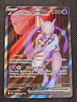 Pokemon Destined Rivals Team Rocket's Mewtwo EX 213/182 Full Art Card -- L38 - Image 1