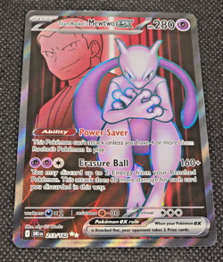 Pokemon Destined Rivals Team Rocket's Mewtwo EX 213/182 Full Art Card -- L38 - Image 2