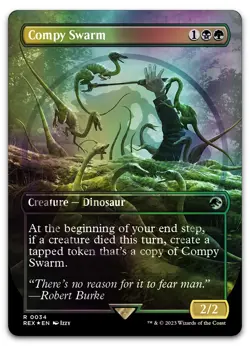 Compy Swarm (Borderless) (Emblem) #34 (Foil) (NM) Jurassic World REX Magic MTG - Image 1