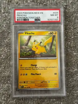 2023 POKEMON MEW EN-151 POKEMON TOGETHER #025 PIKACHU PSA 8 - Image 1