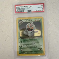 2000 Pokemon Dark Arbok Holo 1st Edition Team Rocket 2/82 NM-MT PSA 8 - Image 1