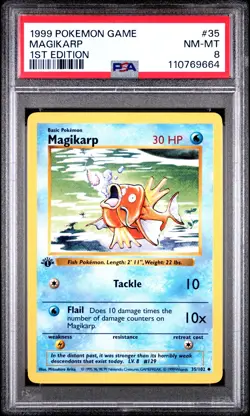 1999 POKEMON GAME 1ST ED #35 MAGIKARP PSA 8 - Image 1