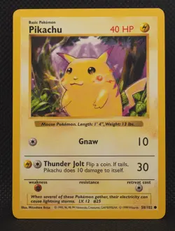 Pikachu (Red Cheeks) 058/102 Base Set (Shadowless) Regular Pokemon TCG - Image 1