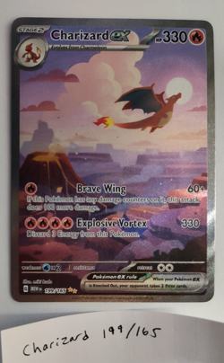 Pokemon TCG Charizard EX Holo SIR 199/165 Scarlet & Violet 151 Near Mint NM Card - Image 1