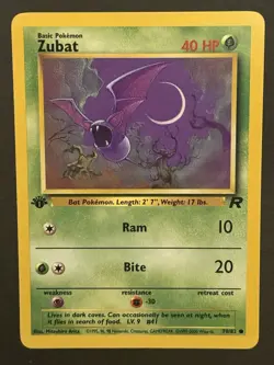 Pokemon TCG Zubat Team Rocket 1st Edition Common Card 70/82 - Image 1