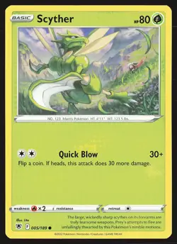 SWSH10: Astral Radiance Scyther (005) #005/189 Common Pokemon Card - Image 1