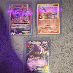 Pokemon TCG Charizard, Gengar, M Charizard EX Holo Card Lot - 3 Cards - Image 1